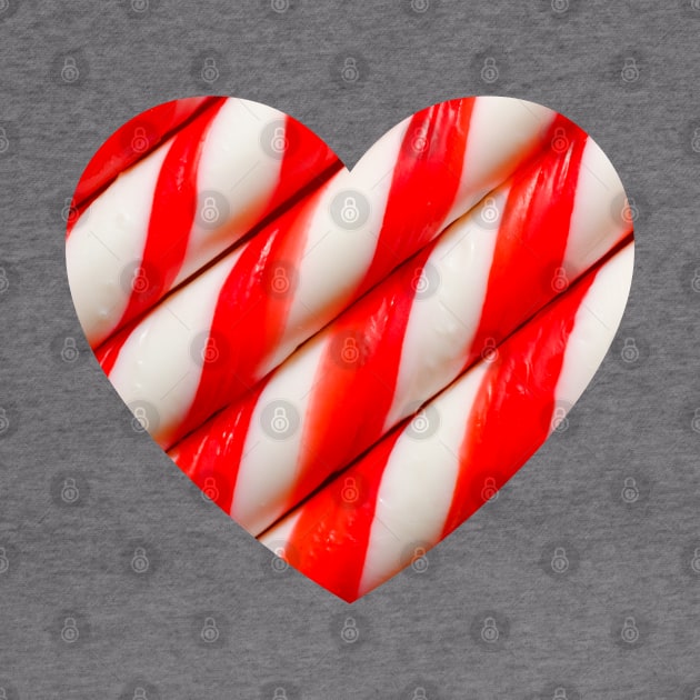 Red and White Candy Cane Christmas Candy Holiday Heart by love-fi